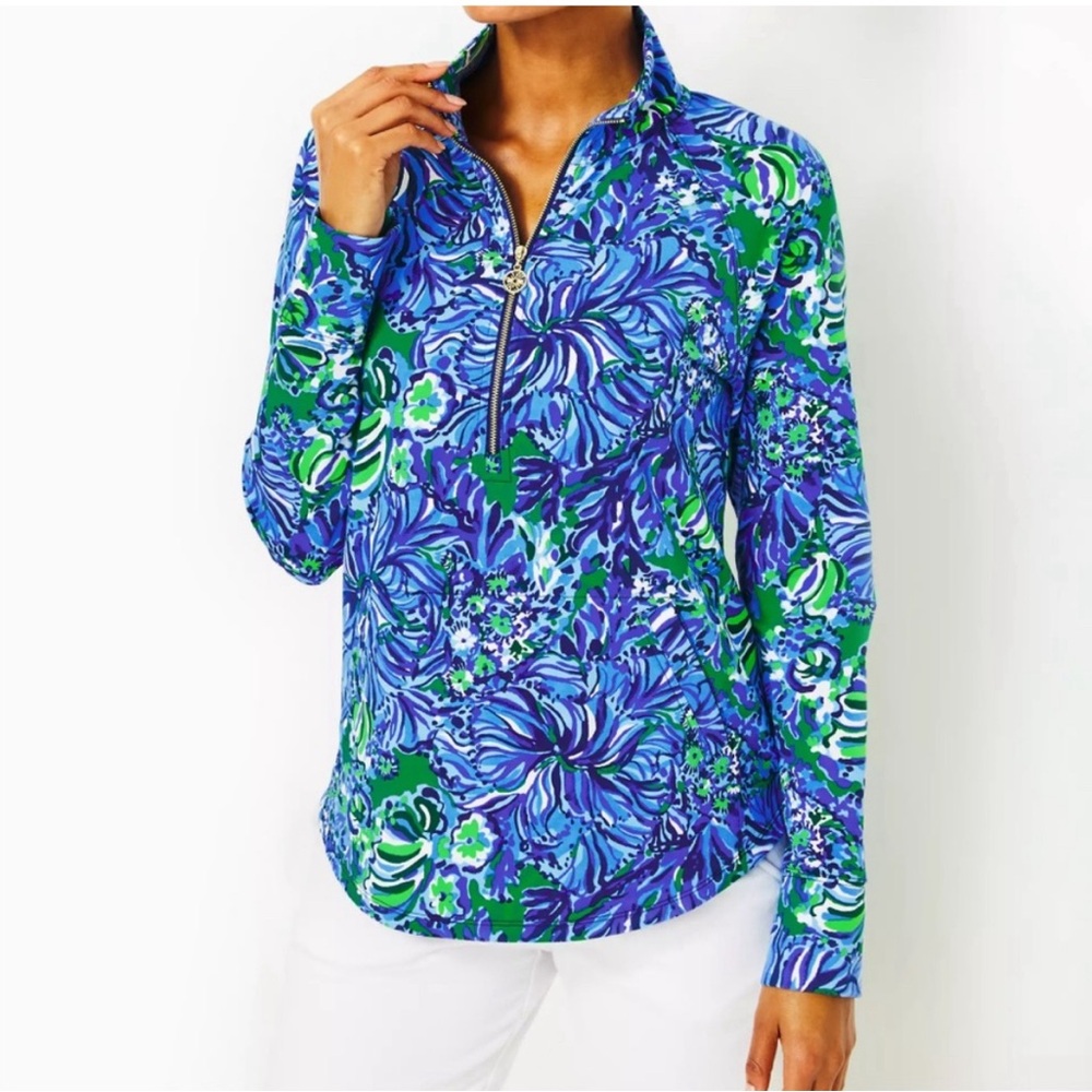 Lilly Pulitzer Skipper Popover Abaco Blue in Turtle Awe - Medium